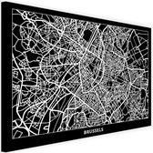 Schilderij Map van Brussel , 2 maten, zwart-wit, Premium print