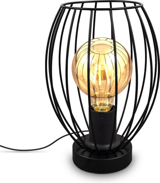 B.K.Licht - Lampe de table - noir - fil de fer - métal - lampe de chevet  noire -... | bol.com