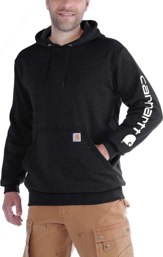 Carhartt Sweatshirt Midweight Signature Sleeve Logo Hooded Sweatshirt Black-XXL