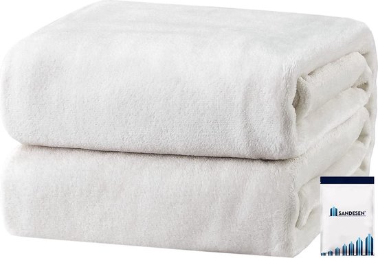 Sandesen® Superzachte Lichtgewicht luxe fleece deken voor bedbank - 150x200cm wit