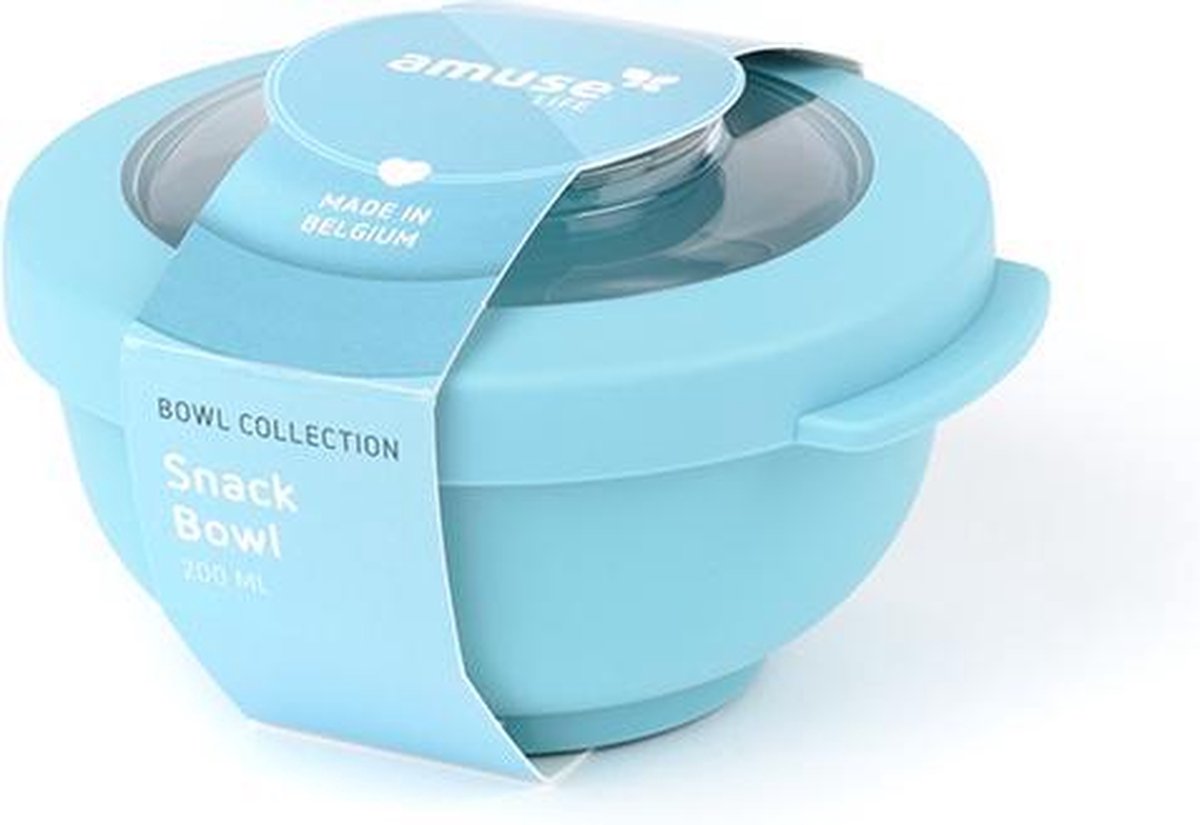 Amuse Life Snack Bowl - Snackdoosje - Vershouddoos met Tritan Deksel - Onverwoestbaar - 200 ml - Blauw