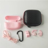 6 in 1 siliconen case met accessoires geschikt voor AirPods Pro - roze