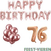 76 jaar Verjaardag Versiering Ballon Pakket Rosé Goud