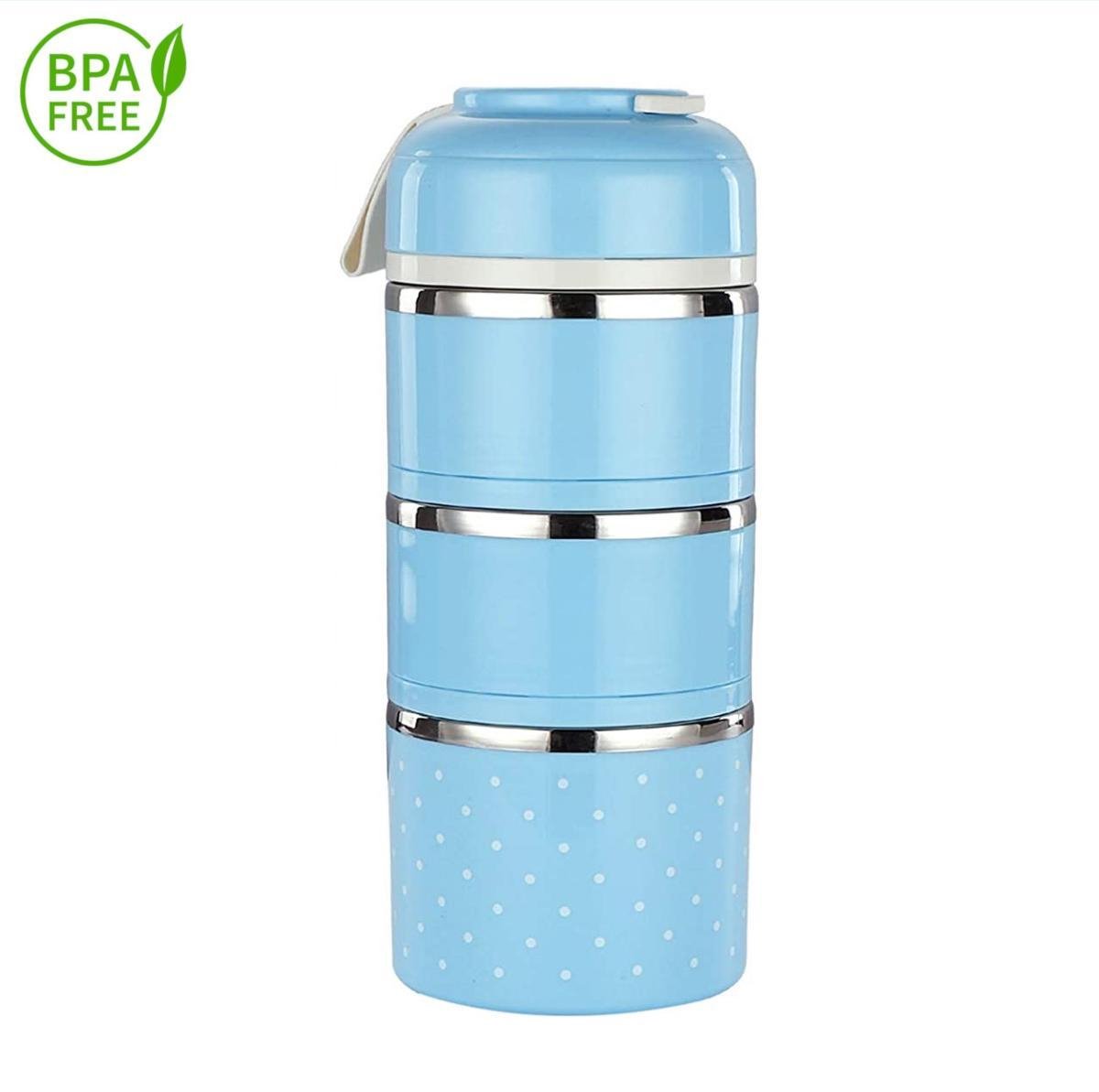 Evolize Bento Lunchbox in Japanse Stijl - Bento Lunch Box - 6 Compartimenten - Lekvrij - BPA-vrij - Milieuvriendelijk RVS - 1650ml - Blauw
