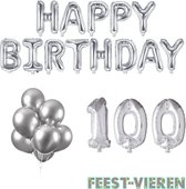 100 jaar Verjaardag Versiering Ballon Pakket Zilver