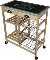 The Home Deco Factory Trolley Serveerwagen Met Wielen- 67x35x81cm