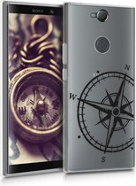kwmobile telefoonhoesje voor Sony Xperia XA2 Plus - Hoesje voor smartphone in zwart / transparant - Vintage Kompas design