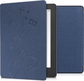 kwmobile hoes geschikt voor Kobo Aura H2O Edition 2 - Magnetische sluiting - E reader cover in donkerblauw - Stengels en Vlinder design