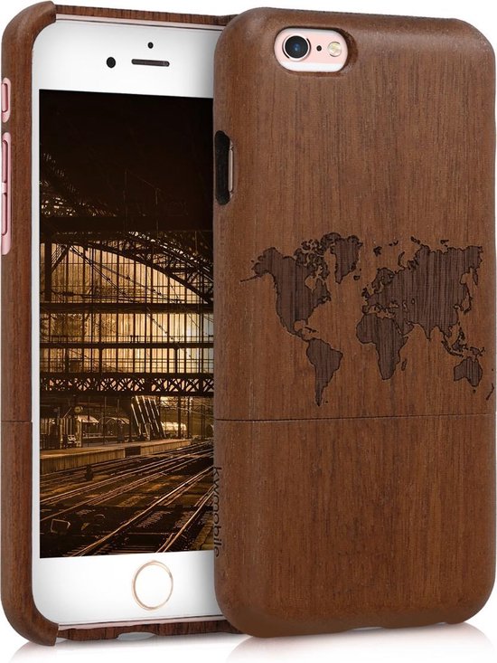 Baars geur Ontoegankelijk kwmobile hoesje voor Apple iPhone 6 / 6S - Telefoonhoesje van hout - Back  cover in... | bol.com