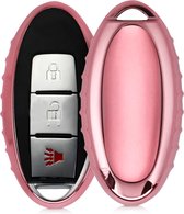 kwmobile autosleutelhoes voor Nissan 3-knops autosleutel - TPU beschermhoes in hoogglans roségoud