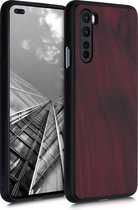 kwmobile telefoonhoesje voor OnePlus Nord - Hoesje met bumper in donkerrood - Backcover - walnoothout