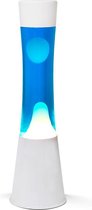 i-Total Lavalamp - Lava Lamp - Sfeerlamp - 40x11 cm - Glas/Aluminium - 30W - Blauw met witte Lava - Wit - XL1756