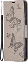 Samsung Galaxy S21 Ultra Hoesje - Mobigear - Butterfly Serie - Kunstlederen Bookcase - Grijs - Hoesje Geschikt Voor Samsung Galaxy S21 Ultra