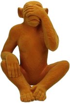 Ornament Monkey - Okergeel Gekleurde Aap - Polyresin - 18x24x16cm