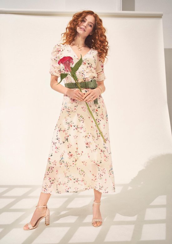 kaas kroeg schermutseling LOLALIZA Lange jurk met fijne bloemenprint - Ecru - Maat 40 | bol.com