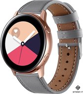 Leer Smartwatch bandje - Geschikt voor  Samsung Galaxy Watch Active / Active2 bandje leer - grijs - Strap-it Horlogeband / Polsband / Armband