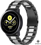 Strap-it Stalen schakel smartwatch bandje - geschikt voor Samsung Galaxy Watch Active / Active2 40 & 44mm / Galaxy Watch 3 41mm / Galaxy Watch 1 42mm / Gear Sport - zwart/zilver