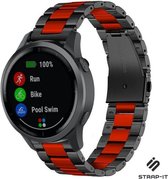 Strap-it Stalen schakel bandje - geschikt voor Garmin Vivoactive 4 45mm / Garmin Venu 2 - zwart/rood