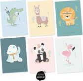Set van 6 ansichtkaarten - Boho animals