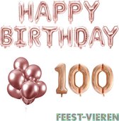 100 jaar Verjaardag Versiering Ballon Pakket Rosé Goud