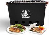 Vikkieerin.nl - Draagbare Houtskool BBQ - rechthoekig - zwart - Compacte Barbecue om mee te nemen