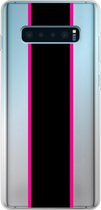 Samsung Galaxy S10+ - Smart cover - Transparant - Streep - Zwart - Roze