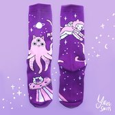 Vrolijke kattensokken | Space ruimtevaart kat sokken | grappige kleurige sokken | leuke sokken | kawaii kleding