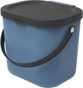 Rotho Albula Bioafvalbak 6l met deksel en handvat voor de keuken, Kunststof (PP) BPA-vrij, blauw/antraciet, 6l (23.5 x 20.0 x 20.8 cm)