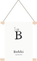 Textielposter letter B met naam