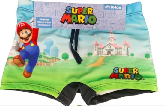 Super Mario zwembroek - blauw - groen - Maat 104 / 4 jaar | bol.com