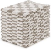 Keukendoekset Blok Zand - 50x50 - Set van 10 - Geblokt - Blokdoeken - 100% katoen - Horeca Keukendoeken