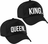 2x casquettes de baseball noires avec texte King and Queen - Pour adultes - Casquettes de carnaval ou de déguisements