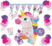 e-Carnavalskleding.nl Unicorn Kinderfeestpakket voor 8 kinderen|Kant en klaar kinderfeest versieringspakket unicorn