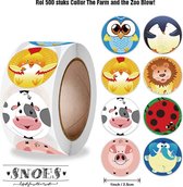 Snoes - sluitstickers 500 stuks - stickerrol - Collor The Farm & the Zoo Blow! - beloningsstickers - stickers voor kinderen - schoolspullen - onderwijs - peuters - kleuters - Boerderij en Die