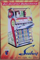 Seeburg Jukebox Reclamebord van metaal METALEN-WANDBORD - MUURPLAAT - VINTAGE - RETRO - HORECA- BORD-WANDDECORATIE -TEKSTBORD - DECORATIEBORD - RECLAMEPLAAT - WANDPLAAT - NOSTALGIE