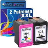 PlatinumSerie Set van 2x gerecyclede inkt cartridges voor HP 304 XL