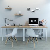 computertafel, groot bureau, pc-tafel, kantoortafel, werktafel voor thuiskantoor en kantoor, verstelbare vloerdoppen, eenvoudig te monteren, 120 x 76 x 60 cm, houtkleuren, wit LWD6