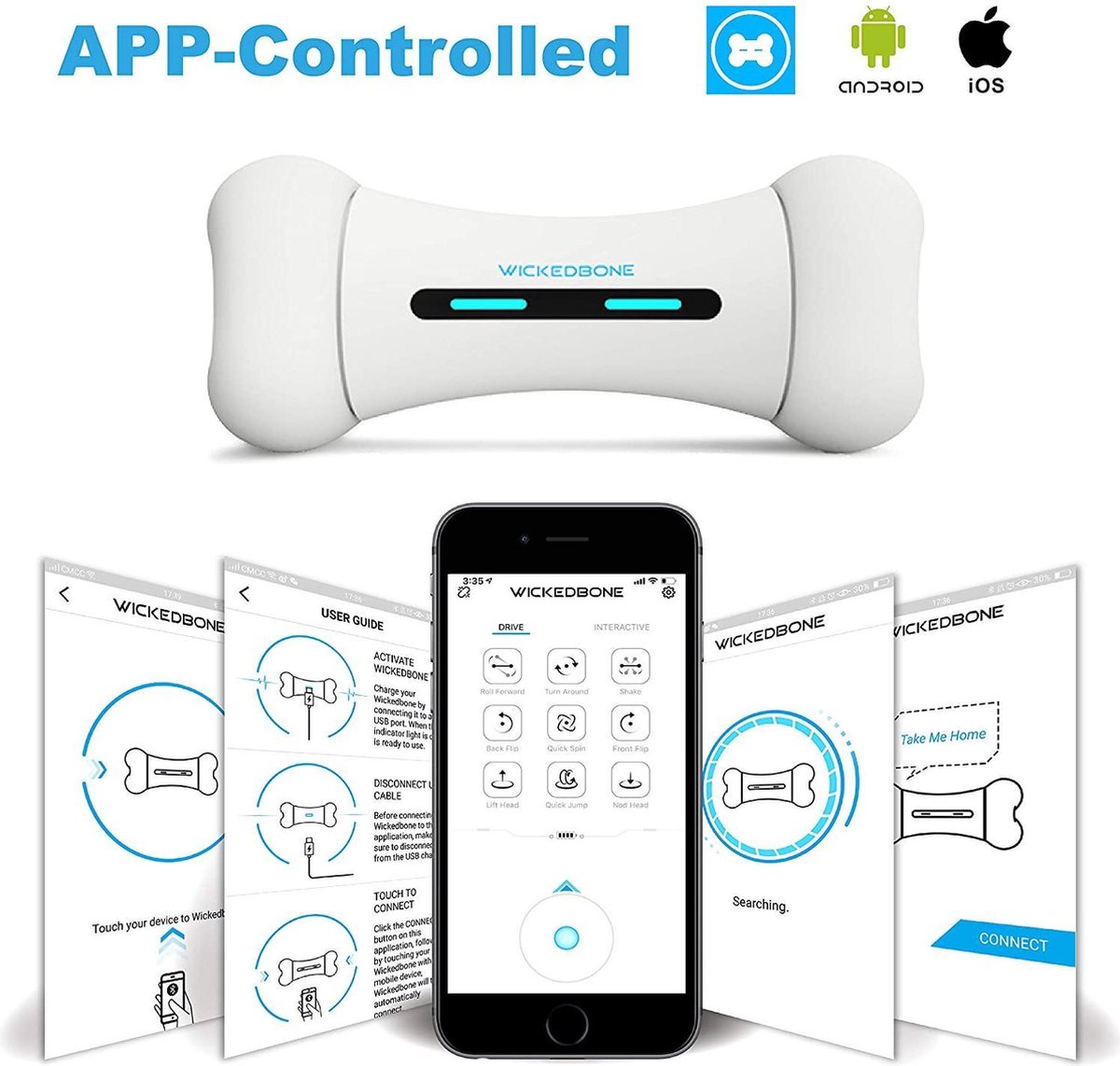 Wickedbone Interactief en Intelligent Speelgoed voor Honden App & Bluetooth Bestuurbaar