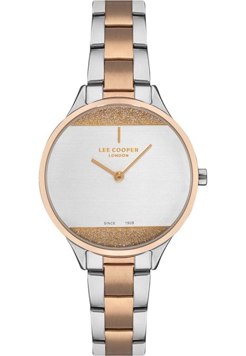 Lee Cooper LC07022.510 - Horloge - Analoog - Dames - Vrouwen - stalen band - Zilverkleurig - Rosékleurig