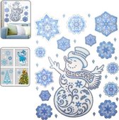 Kerstserie Sneeuw en Sneeuwman Patroon Glitter Raamstickers, Afmeting: 41cm * 29cm