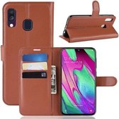 Litchi Texture Horizontale Flip Leren Case voor Galaxy A40, met Portemonnee & Houder & Kaartsleuven (Bruin)