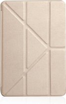 Millet Texture PU + Silica Gel Full Coverage Leather Case voor iPad Mini 2019, met multi-opvouwbare houder (goud)