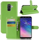 Voor Galaxy A6 + 2018 Litchi Texture Horizontale Flip Leren Case met Houder & Kaartsleuven & Portemonnee (Groen)