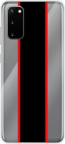 Samsung Galaxy S20 - Smart cover - Transparant - Streep - Zwart - Rood