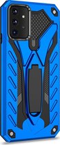 Samsung Galaxy A72 Hoesje - Mobigear - Armor Stand Serie - Hard Kunststof Backcover - Blauw - Hoesje Geschikt Voor Samsung Galaxy A72