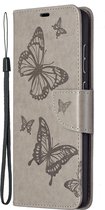 Samsung Galaxy A72 Hoesje - Mobigear - Butterfly Serie - Kunstlederen Bookcase - Grijs - Hoesje Geschikt Voor Samsung Galaxy A72