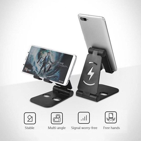 Telefoon Houder - Tablet Houder - Zwart - Universele Verstelbare - Desk  Stand Opladen... | bol.com