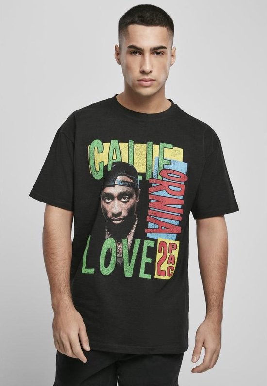 Mister Tee Tupac - Tupac California Love Retro Oversize Heren T-shirt - XS - Zwart