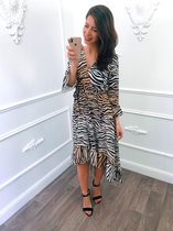 Zebra Midi Dress Camel