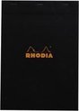 Schrijfblok Rhodia A4 80 vel zwart ruit 5x5 mm